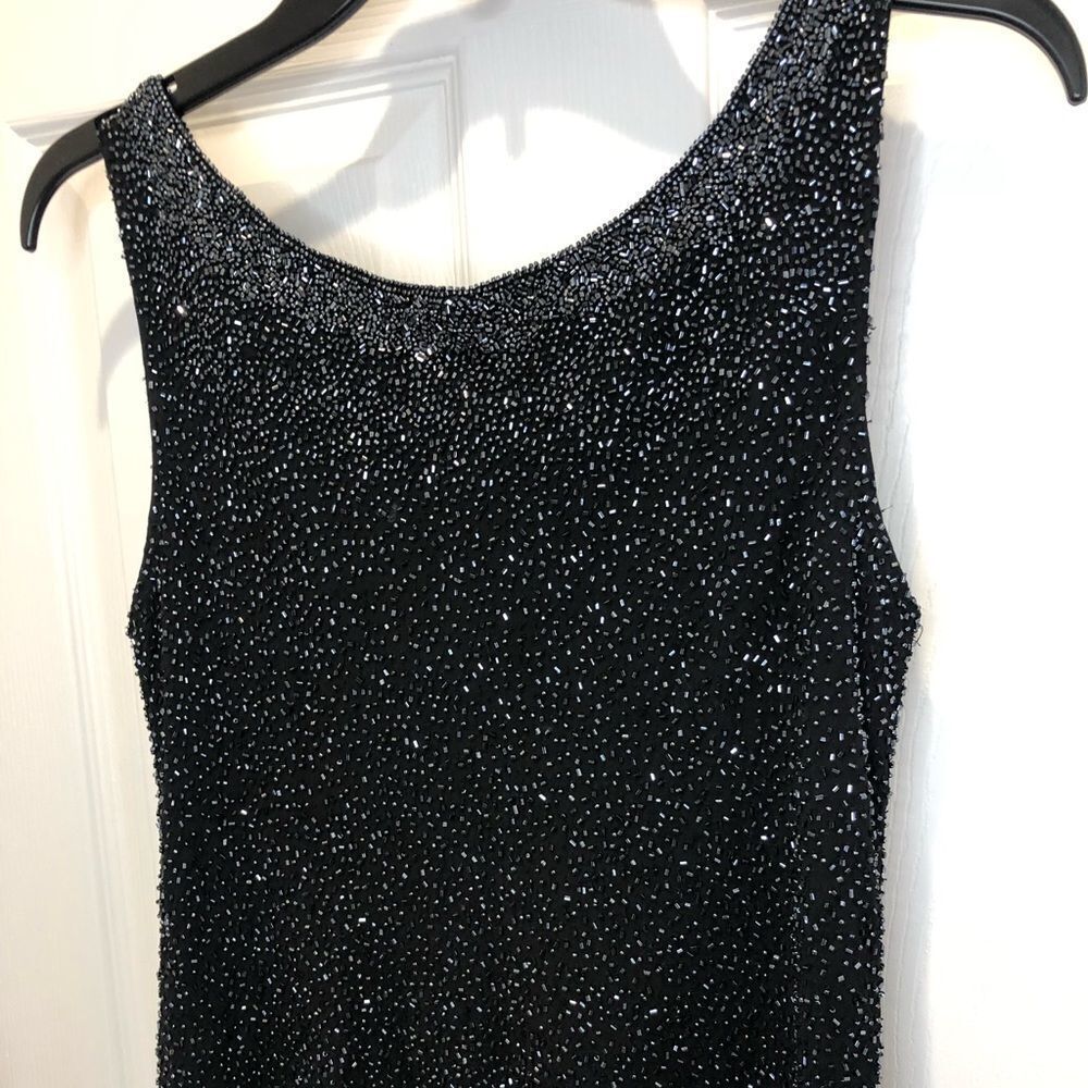 Scala 100% silk black beaded tank top size medium - Picture 9 of 12